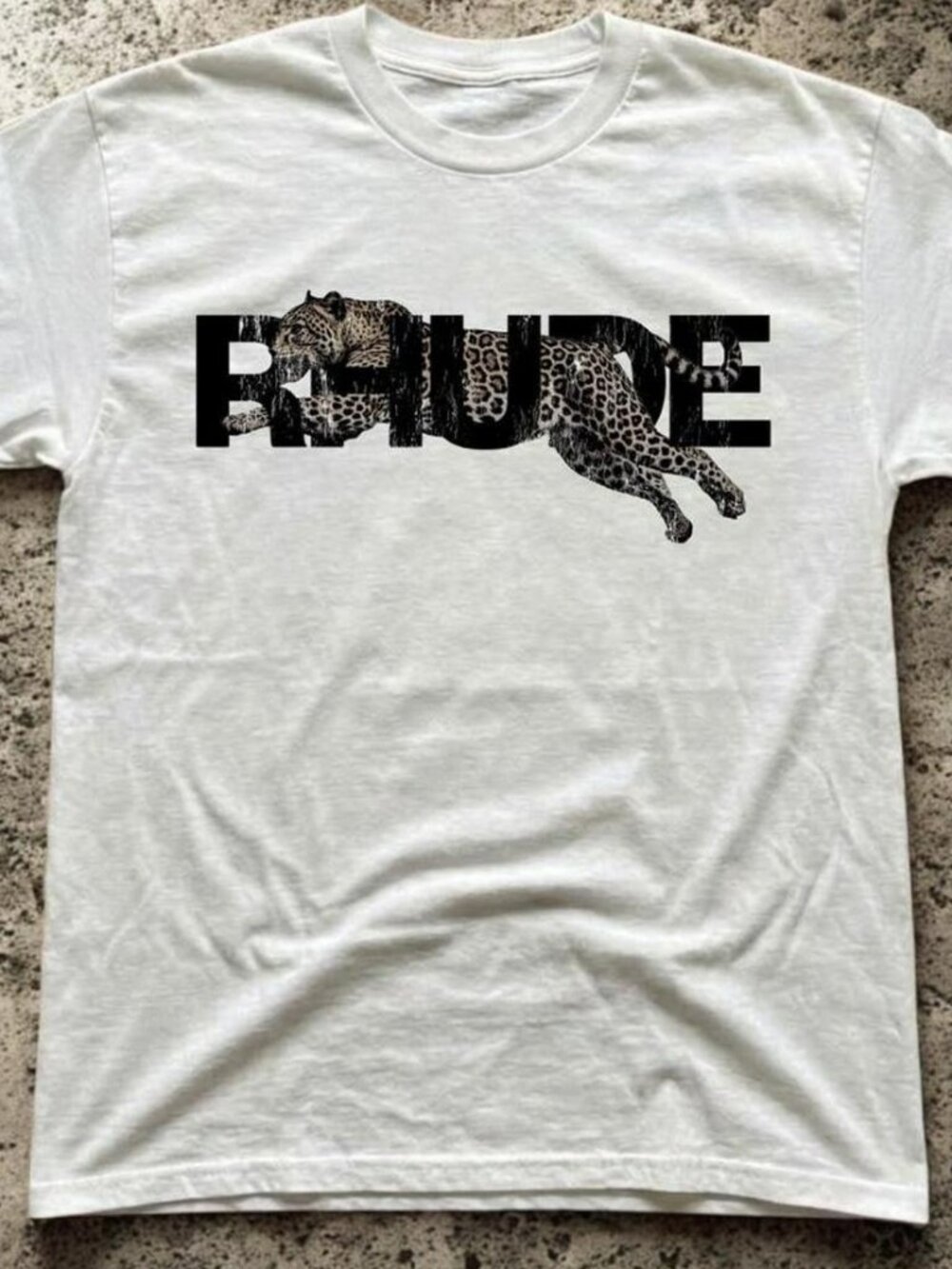 White leopard rhude print t-shirt